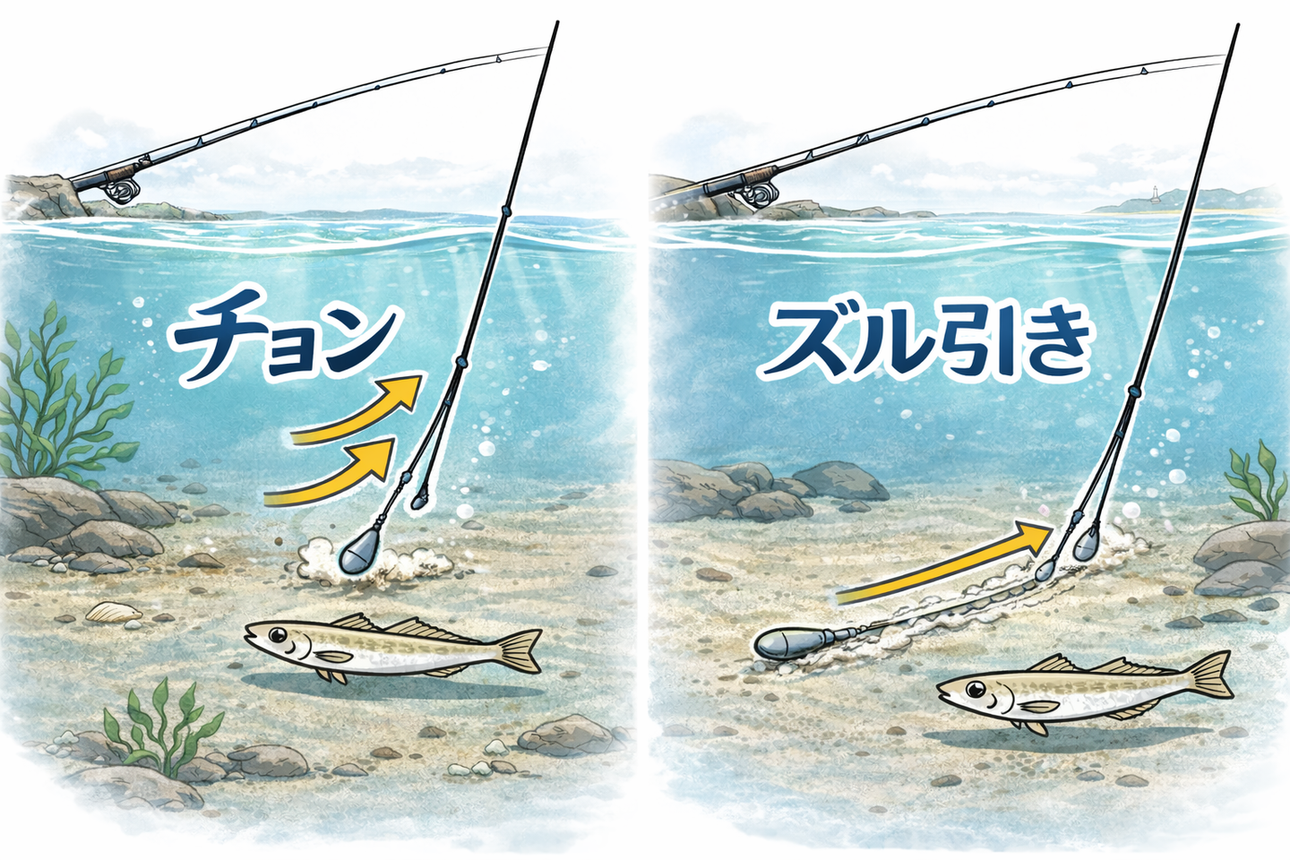 ちょい投げ釣りをイラストで解説